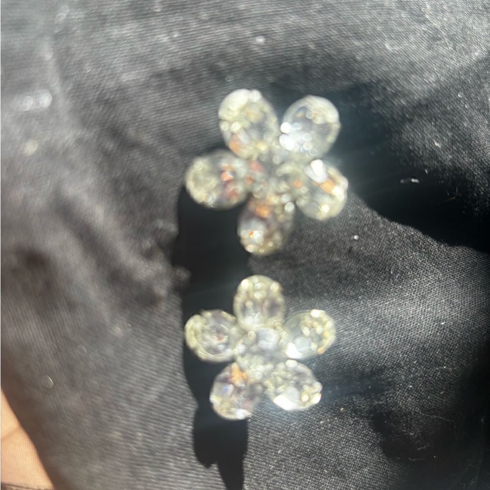 Vintage crystal earring silver earrings flower 6 stone accessory fashion jewelry